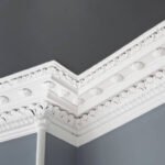 Close up of a traditional, intricate Georgian cornice moulding on the interior of an Edinburgh flat.